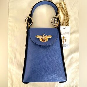 Vera Pelle Real Leather purse with gold look hardware